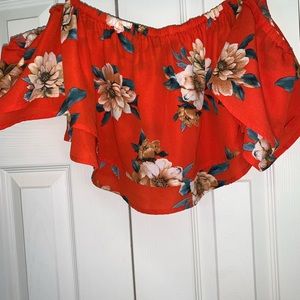 Papaya off the shoulder crop top